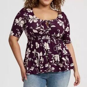 TORRID Tie Front Babydoll Top